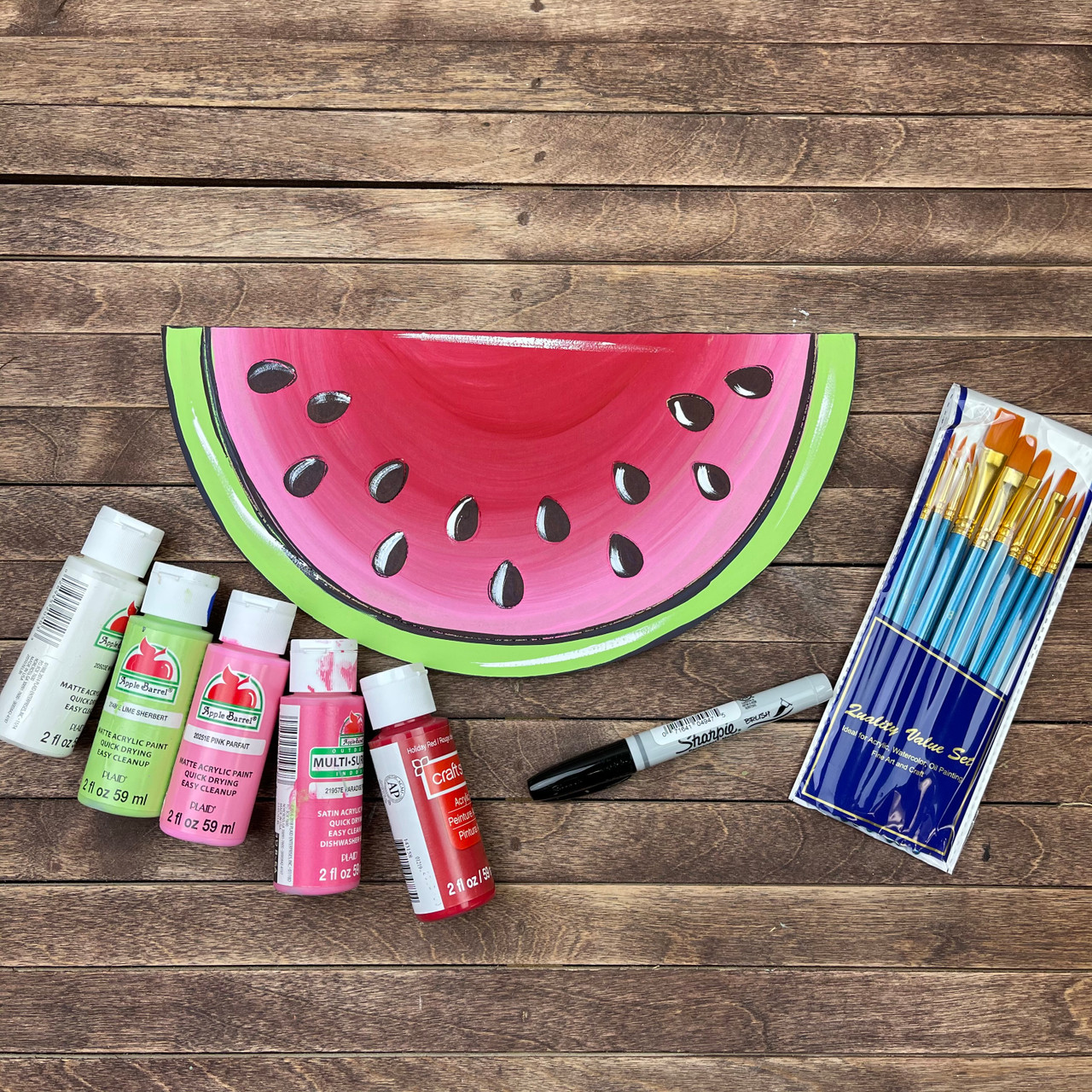 Watermelon Painting on Wood Board- Kit for Kids - Create Art