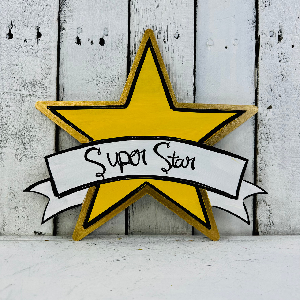 Star With Banner, Back to School Paint by Line, Wood Craft Cutout - Build-A -Cross.com