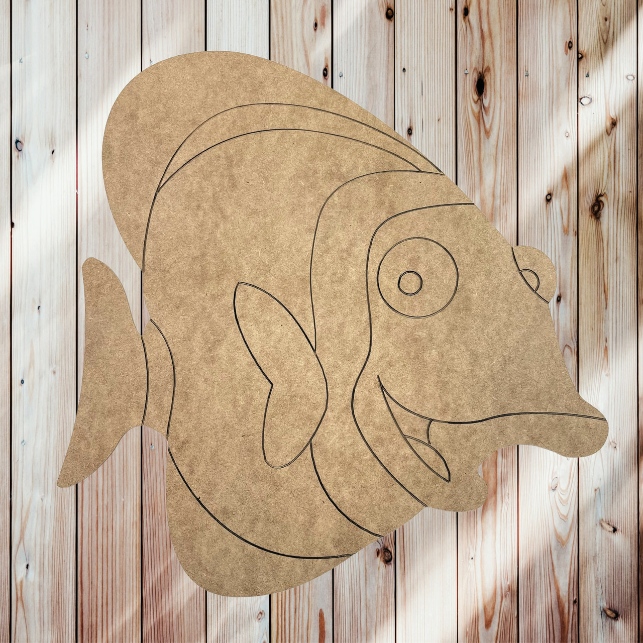 Happy Fat Fish, Unfinished Craft, DIY Art, Paint By Line - Build-A