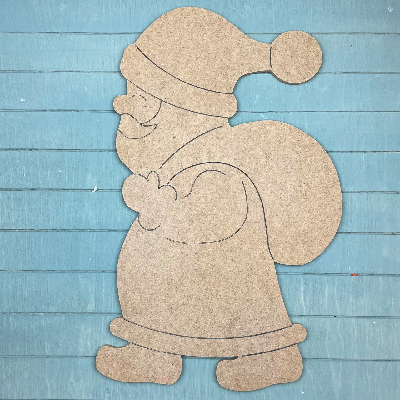 Chubby Short Santa, Unfinished Wooden Craft, Paint by Line WS 