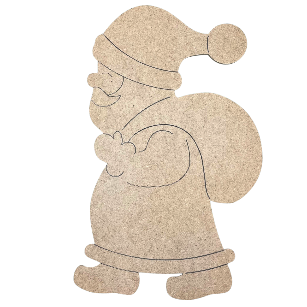 Chubby Short Santa, Unfinished Wooden Craft, Paint by Line WS 