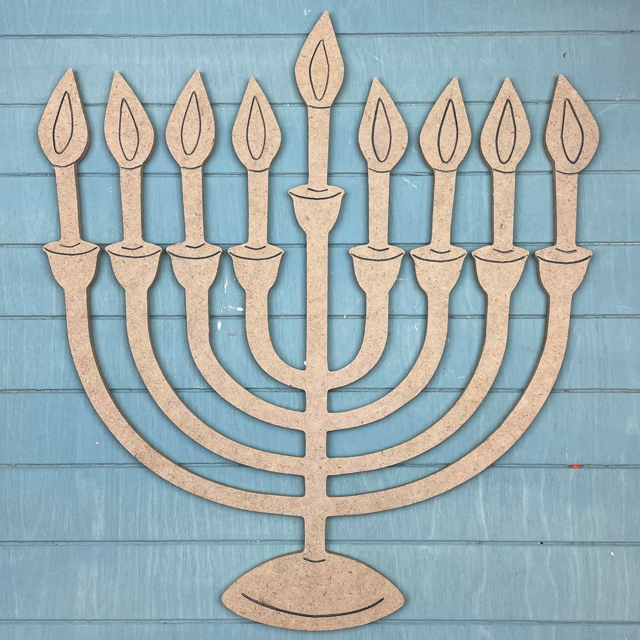 Menorah Lampstand, Paint by Line, Christmas Craft Shape, Hanukkah