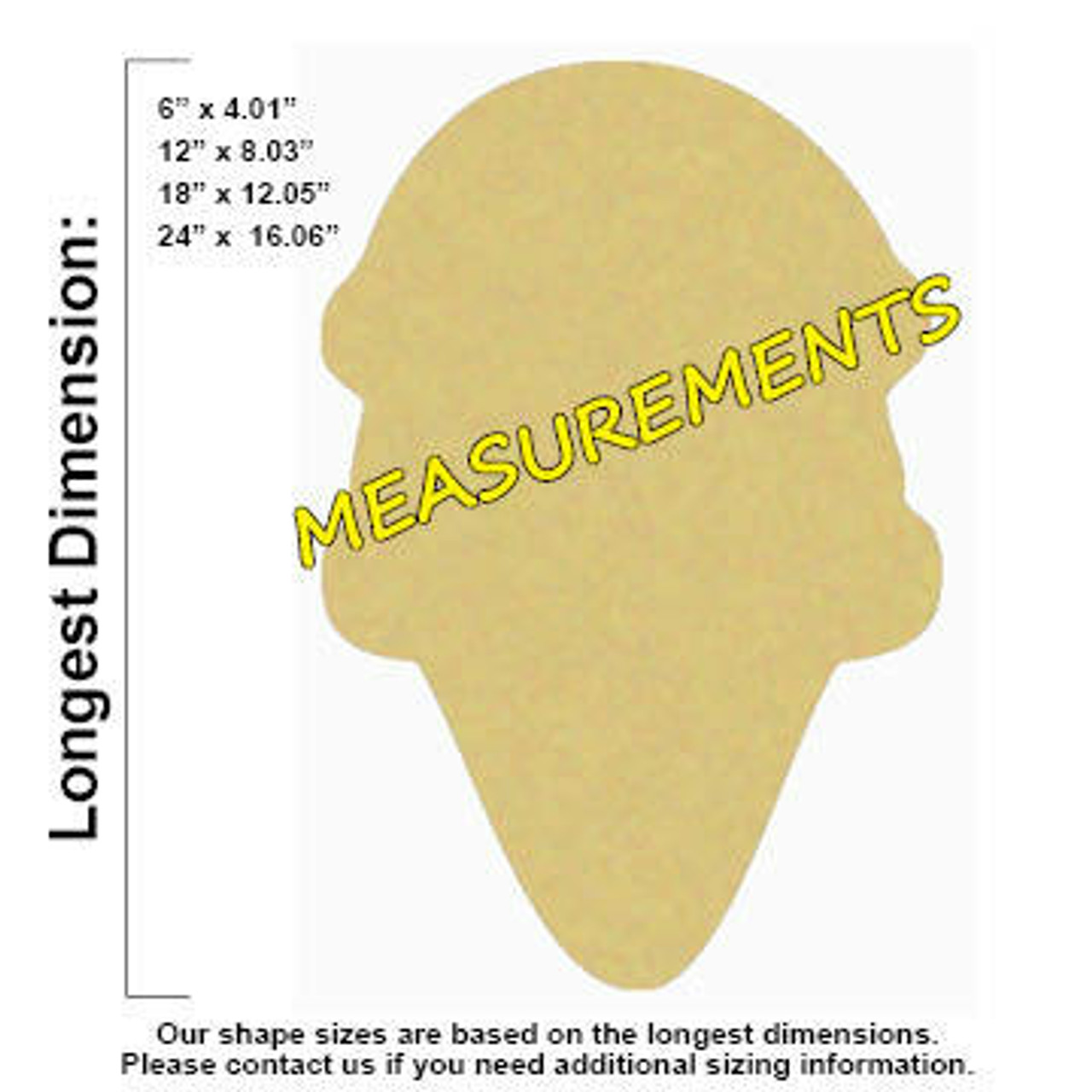 Icecream Cone Unfinished Cutout, Wooden Shape, Paintable ...