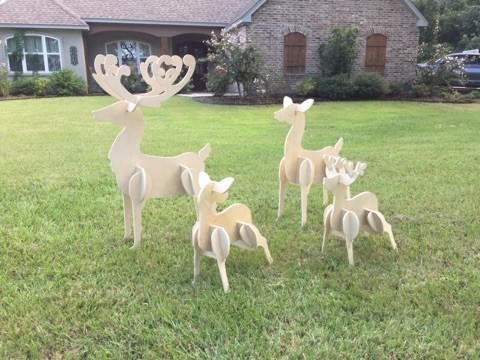 Reindeer Yard Art 4 Deer White Pine Christmas Decor Build A Cross