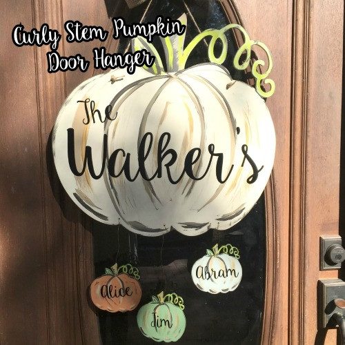 Curly Stem Pumpkin Door Hanger Paintable Wooden Craft BuildACross