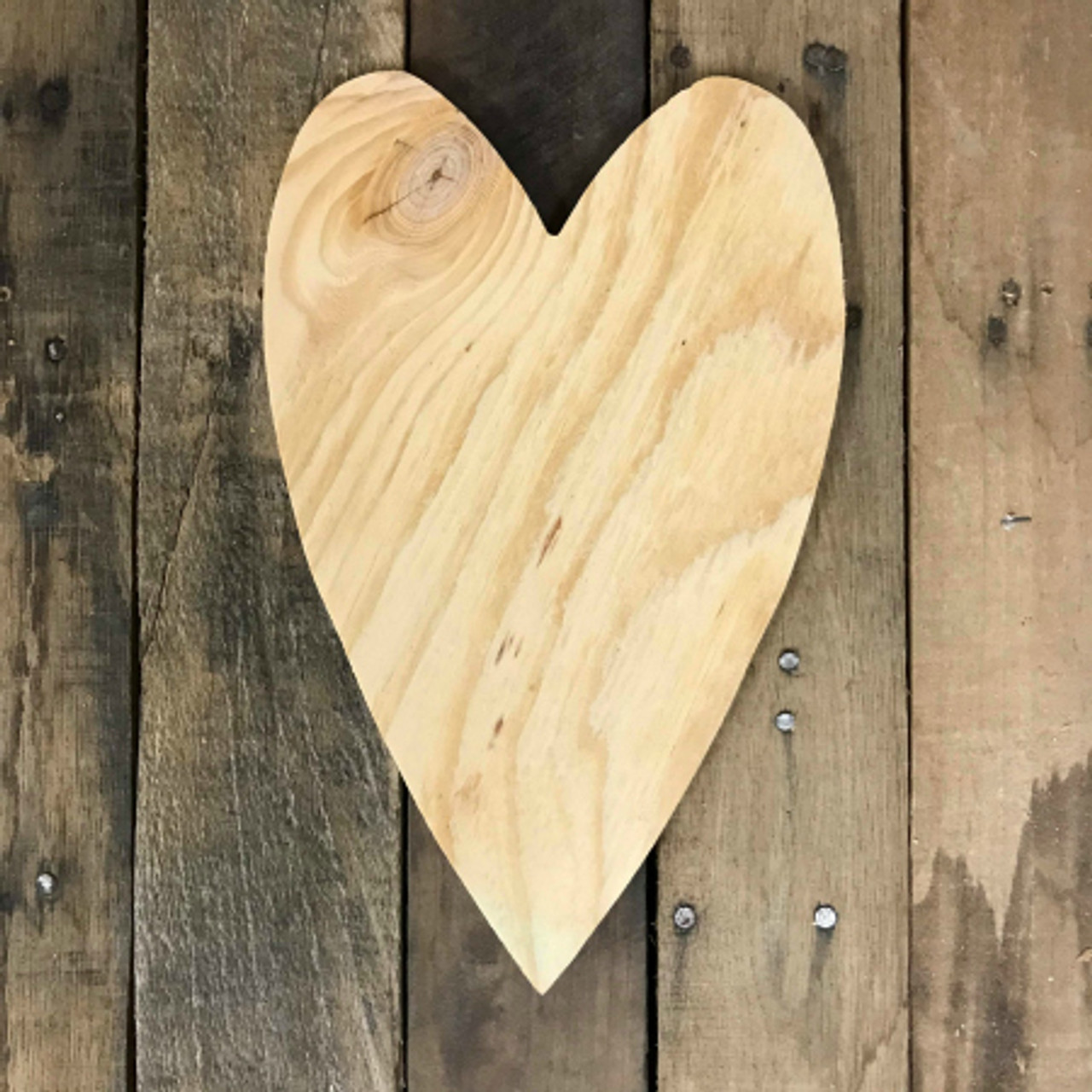 Wood Pine Shape, Long Heart, Unpainted Wooden Cutout Craft