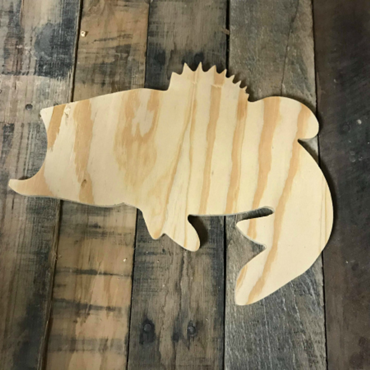 Wood Pine Shape, Bass, Unpainted Wooden Cutout DIY