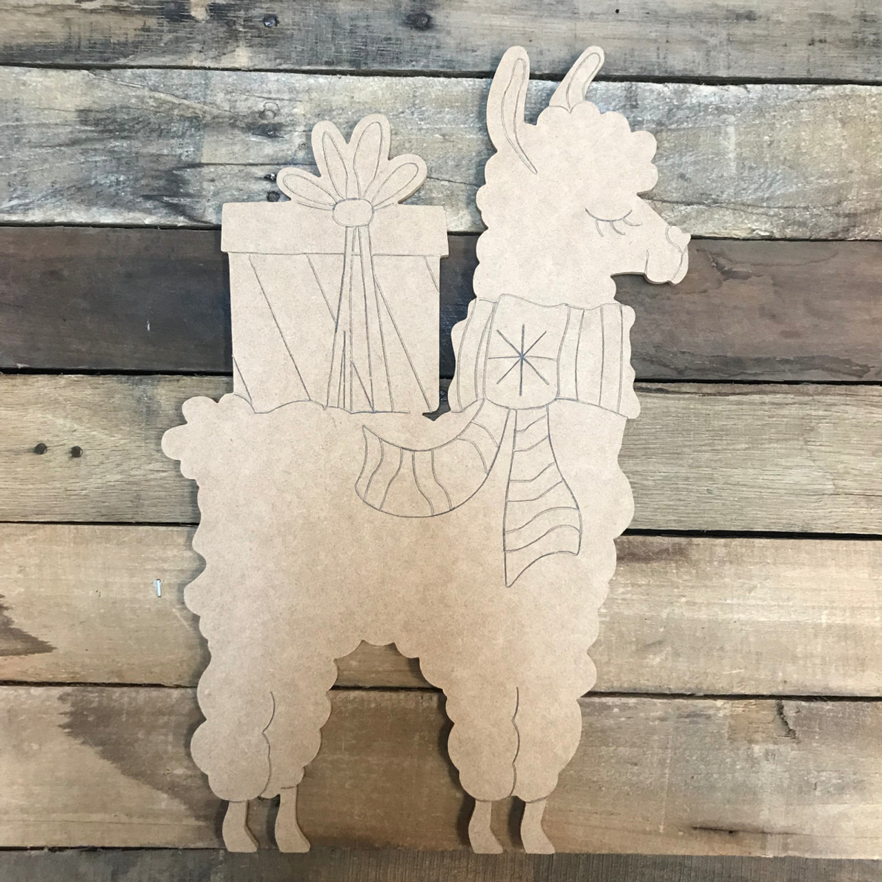 Buy Llama/Alpaca with Glasses Cutout, Unfinished Wood Craft, Paint By Line