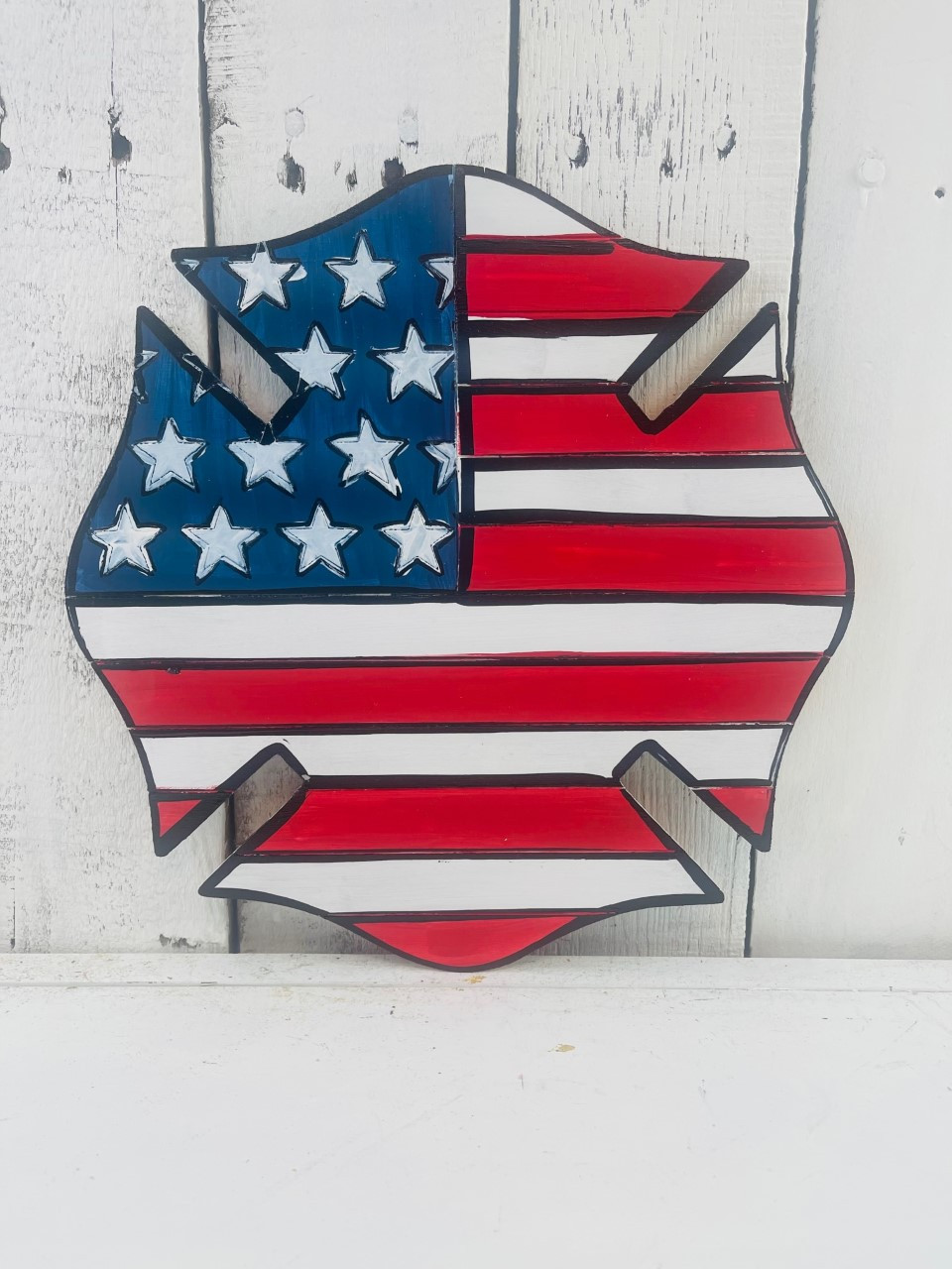Metal Star Stencil for Wood American Flags, Firemans Shield