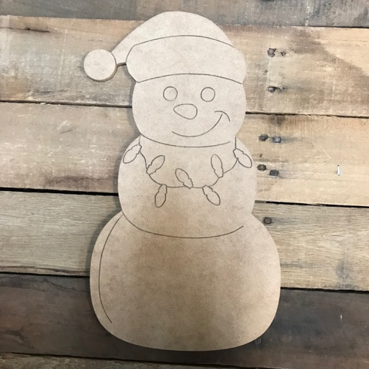 Buy Snowman Wooden Cutout, Unfinished Shape, Paint by Line