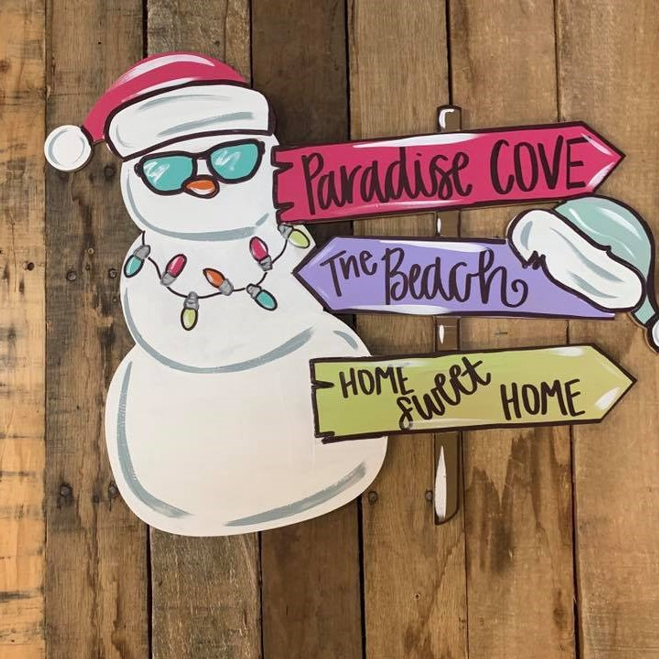 Christmas Snowman at the Blank Sign Wood Shape, Paint by Line