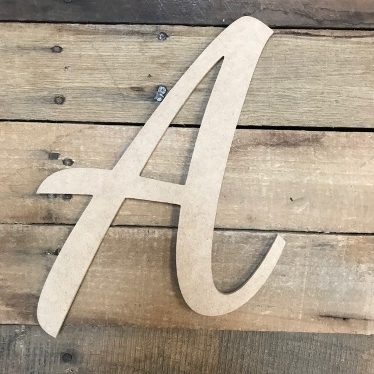 Script Wooden Letters, Paintable Cursive Wood Lettering