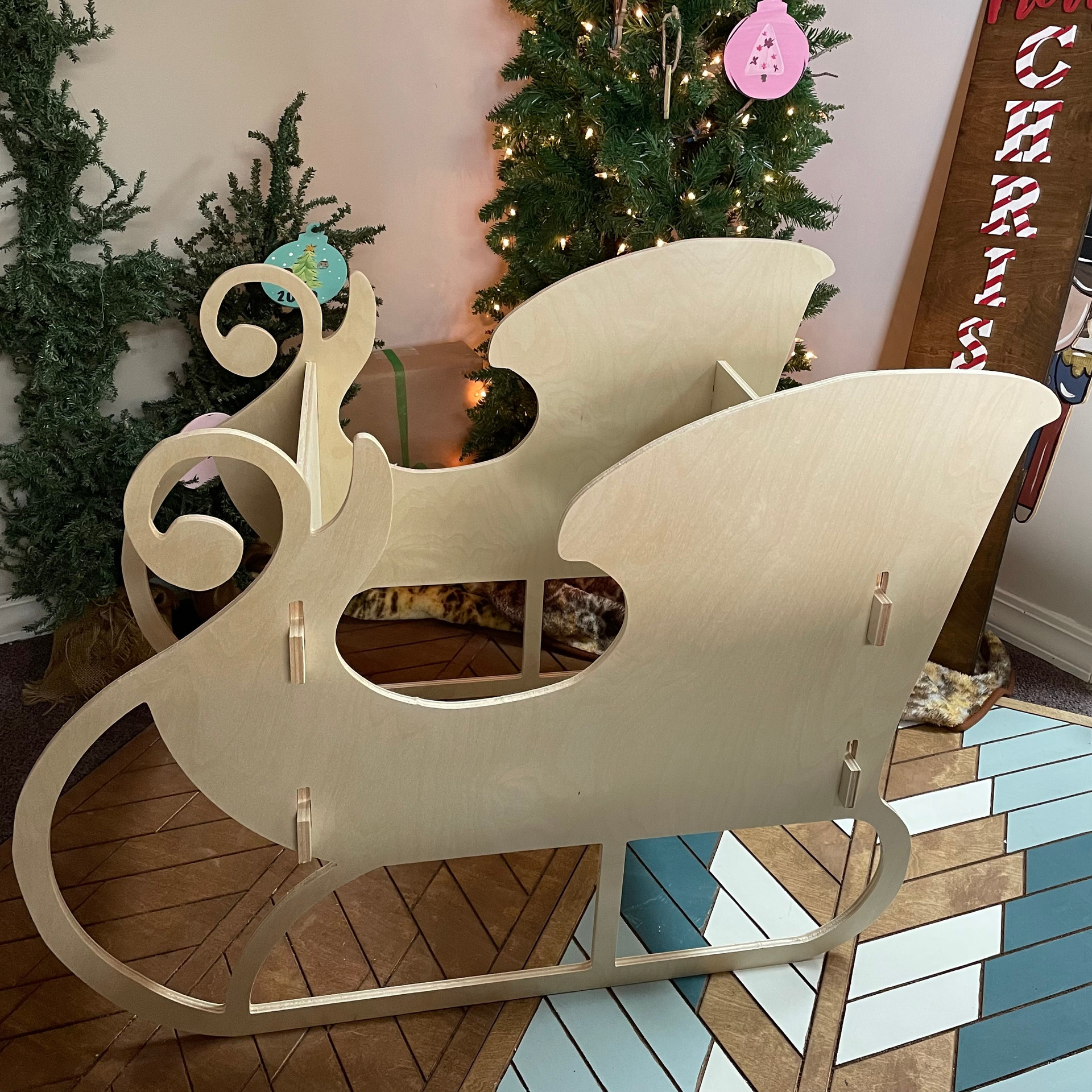 Santa's Simple Sleigh Yard Art 1/2'' Pine Christmas Decor - Build-A ...