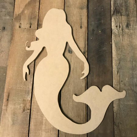 Mermaid Cut Out, Wooden MDF Cutout, Mermaid Shape