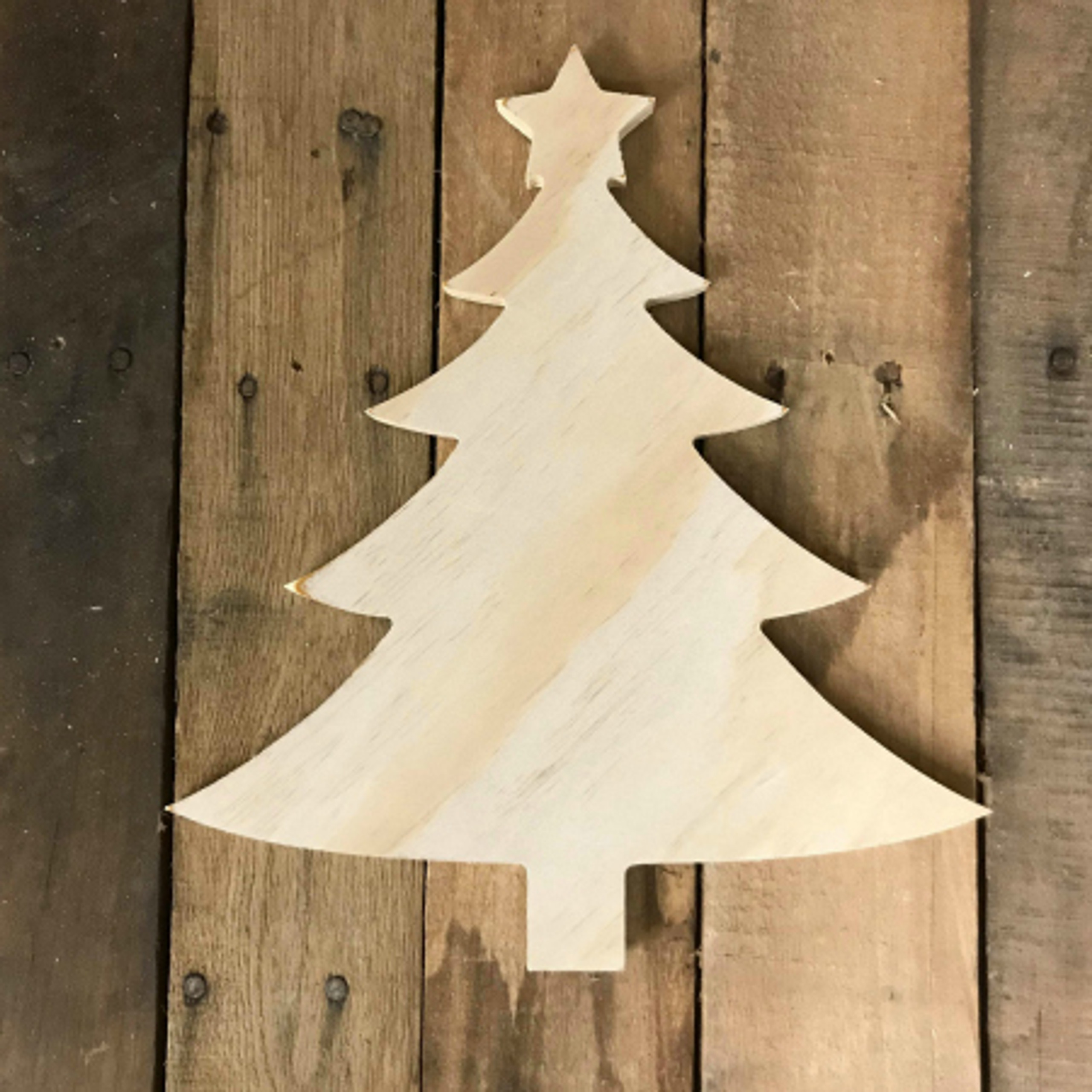 Buy Christmas Tree With Star Cutout, Wood Pine Shape, Unpainted Craft