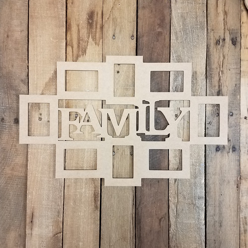 Family Collage 8 Photo Picture Frame Unfinished, DIY Picture Frame