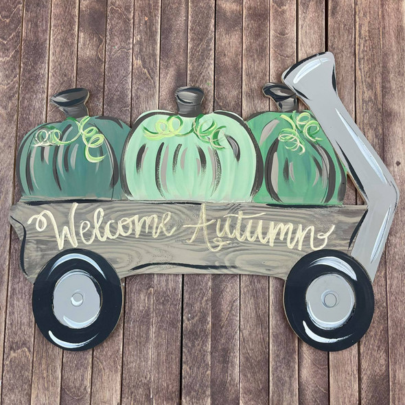 Pumpkins in Wagon, Unfinished Shape, Paint by Line