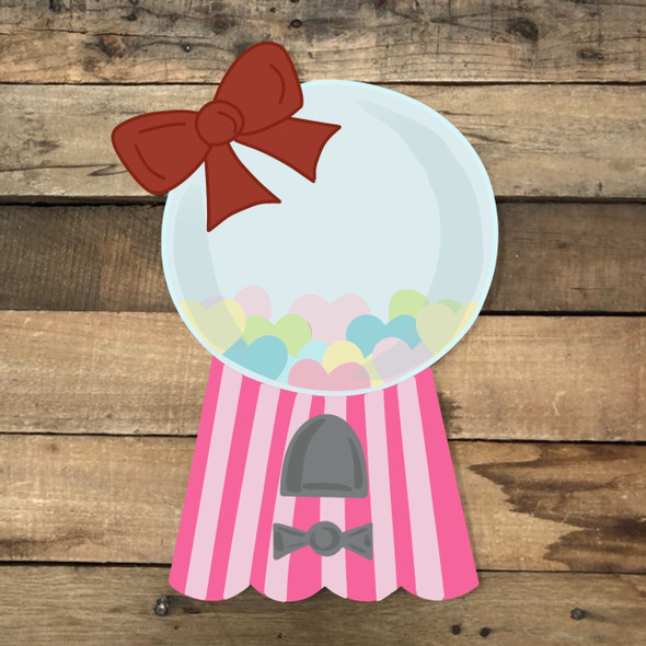 Heart Gumball Machine Cutout, Unfinished Shape, Paint by Line