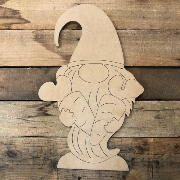 Carrot Gnome Wood Cutout, Shape, Paint by Line