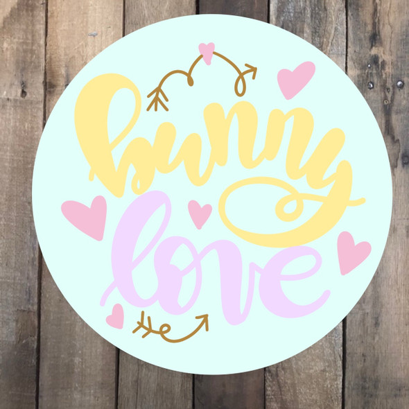 Bunny Love Circle,  Wood Cutout, Shape, Paint by Line
