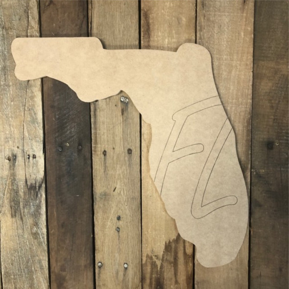 FL Florida Cutout, Unfinished Wall Decor Paint by Line