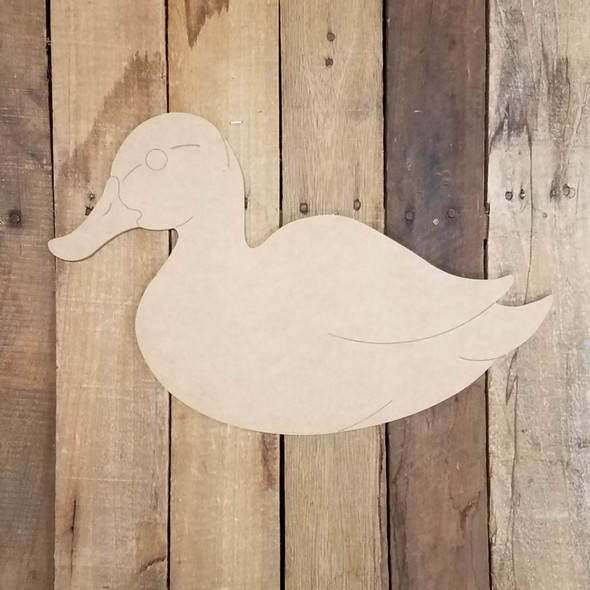 Swimming Duck Cutout, Engraved Shape, Paint by Line