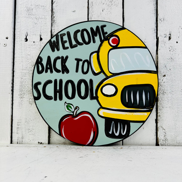 Welcome Back to School Circle Wooden Paint-able, Back to School Paint by Line