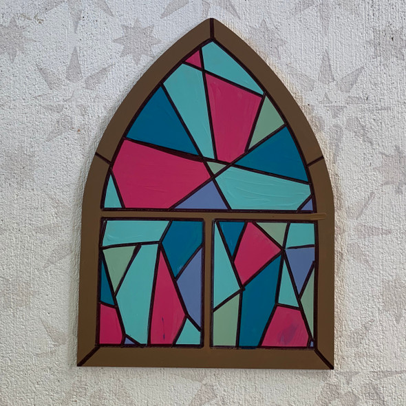 Stained Glass Cathedral Window Unfinished Wood Shape, Paint by Line