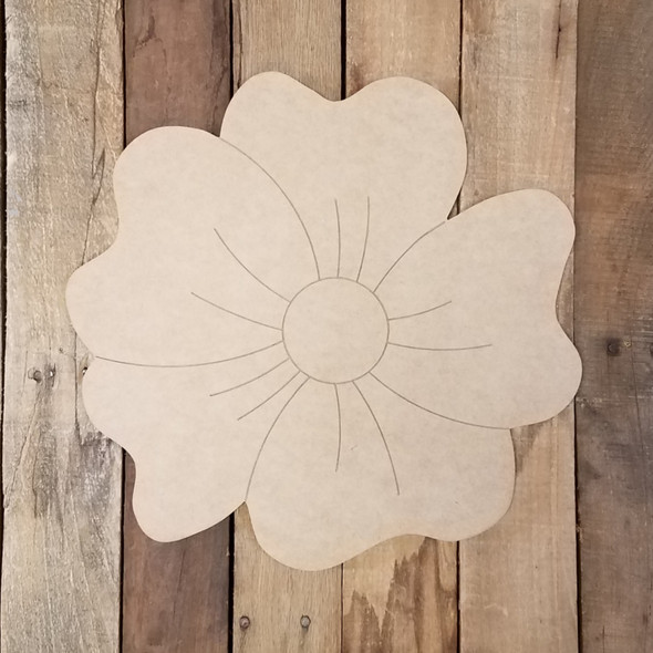 Tropical Flower Summer Wooden Shape, Paint by Line