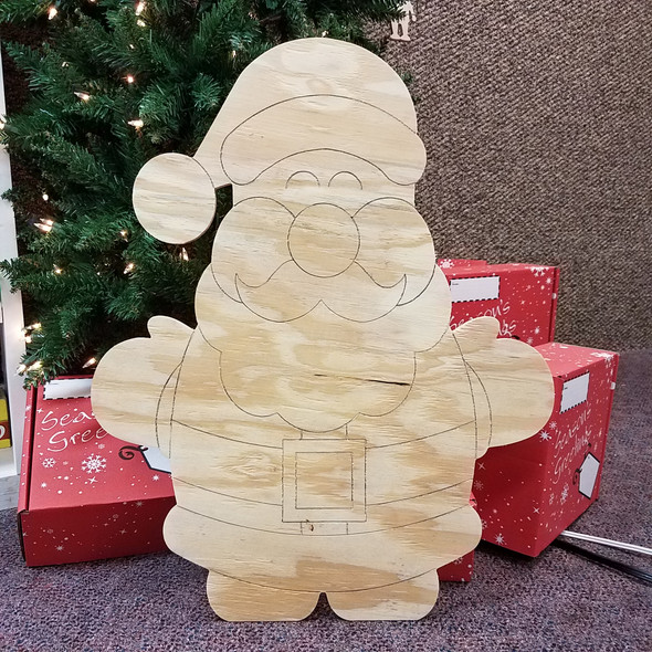 Chubby Short Santa, Unfinished Wooden Craft, Paint by Line WS 