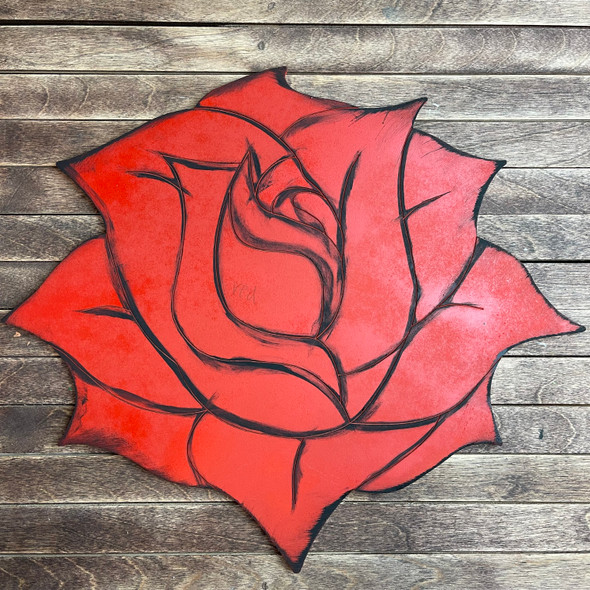 Rose in Bloom Flower Unfinished Craft Shape, Paint by Line WS