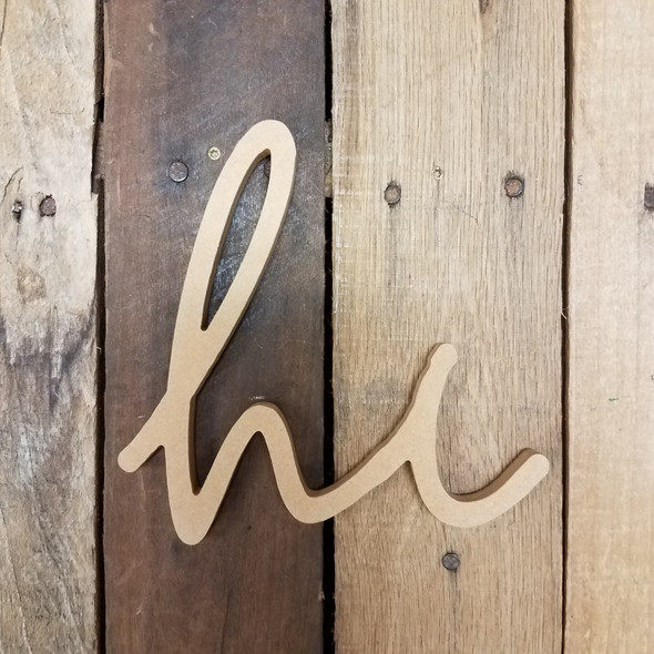 Hi Script Connected Word, Unfinished Wooden Word Art