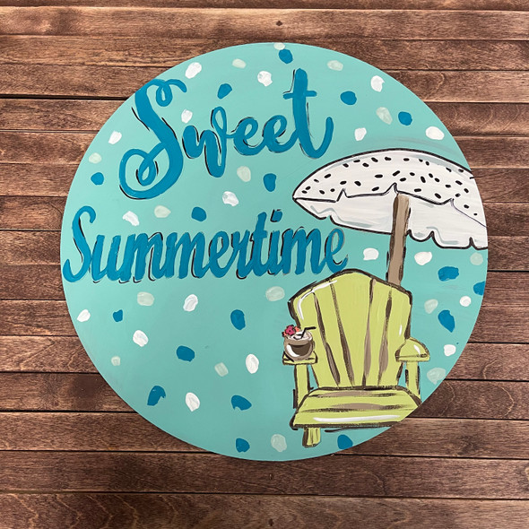 Sweet Summer Time Circle, Unfinished Shape, Paint by Line