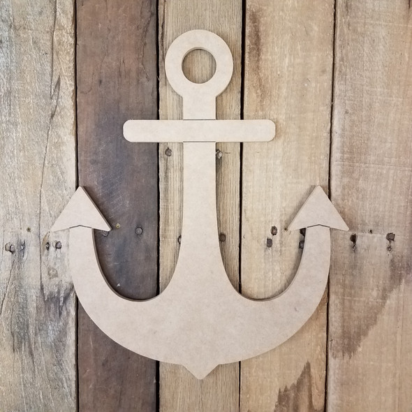 Decorative Nautical Anchor, Unfinished Wood Cutout, Paint by Line