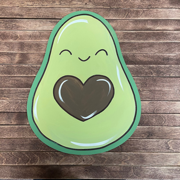 Avocado Heart, Unfinished Shape, Paint by Line