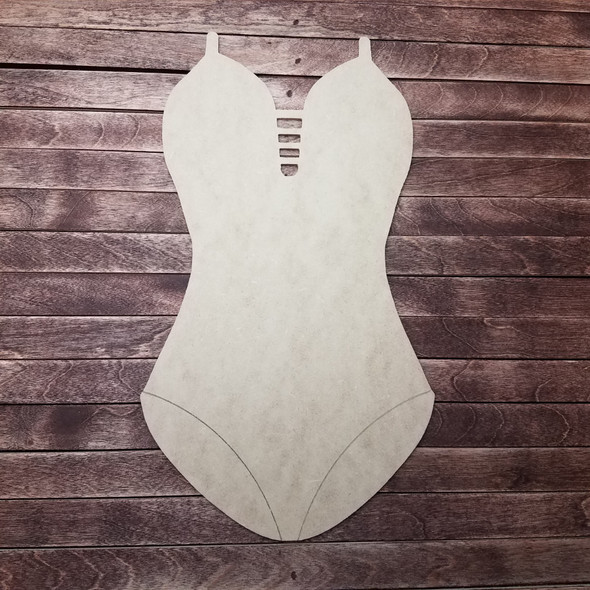 Summer 1 Piece Swim Suit 3, Wooden Craft Shape, Paint by Line