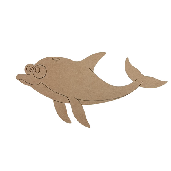 Happy Porpoise Shape, Paint by Line, Wood Craft Cutout