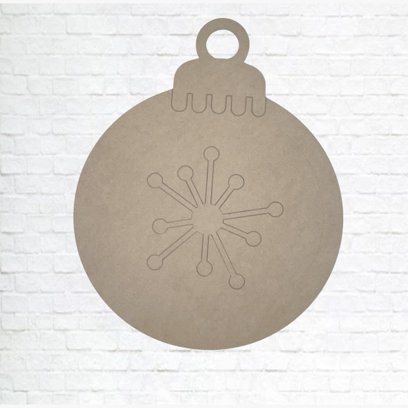 Round Christmas Snowflake Ornament, Unfinished Wood Cutout, Paint by Line