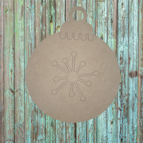 Round Christmas Snowflake Ornament, Unfinished Wood Cutout, Paint by Line