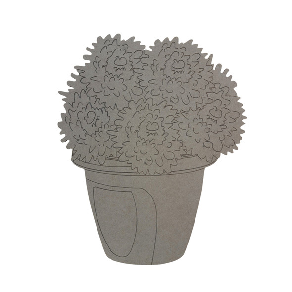 Pot of Mums, Wood Cutout, Paint by Line,