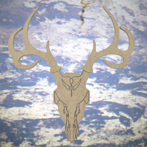 Deer Antler Skull Mount, Unfinished Wooden Craft Shape