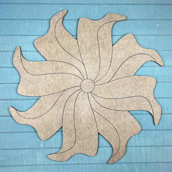 Pinwheel Flower Paint by Line, Unfinished MDF Craft Shape