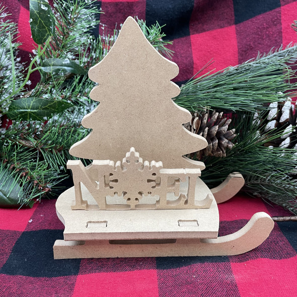 Santa Sleigh MDF craft shape model christmas tree decoration 