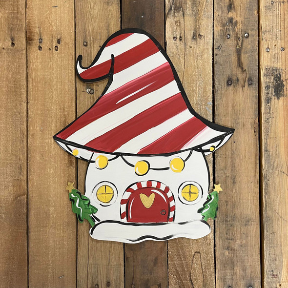 Christmas Gnome House, Paint by Line, Christmas Craft Shape