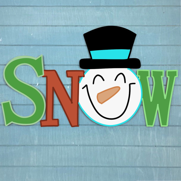 Snow Block Word with Snowman,  Christmas Craft Shape
