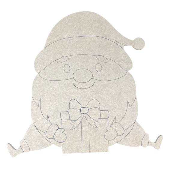 Sitting Santa with Gift, Paint by Line, Christmas Craft Shape