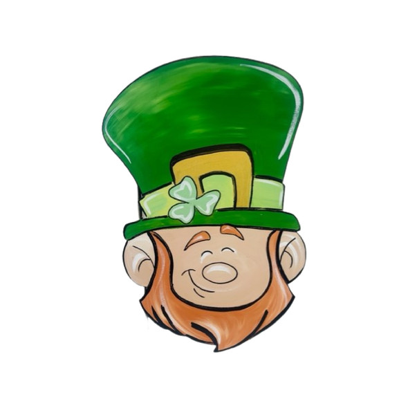 Leprechaun Head with Clover in Hat , St. Patrick's Day Shape, Unfinished Craft Shape