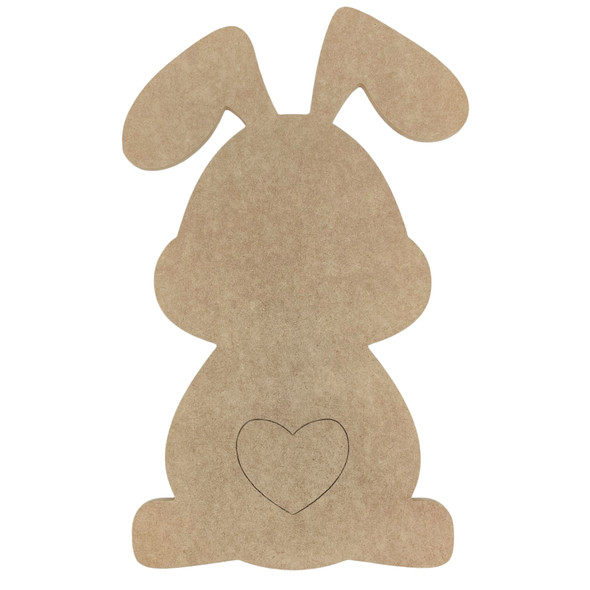 Bunny with Heart Tail, Unfinished Craft Shape