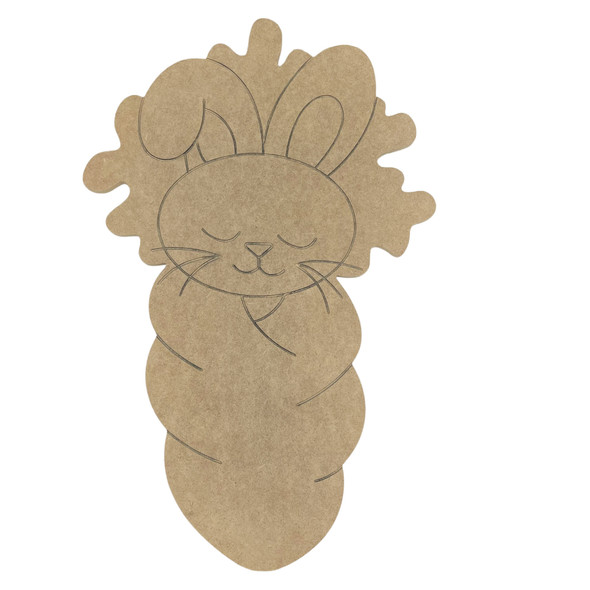 Baby Bunny Wrapped in Cabbage Leaf, Unfinished Craft Shape