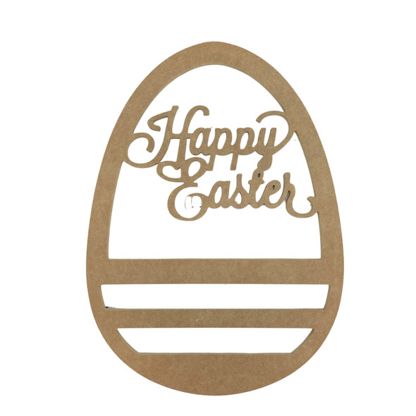 "Happy Easter" Egg Shape for Hanging Yarn or Ribbon, Unfinished Craft Shape